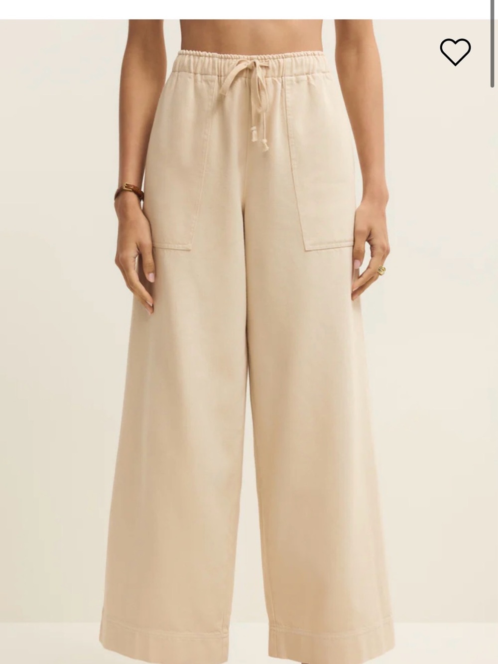 New Z Supply Daycation Wide-Leg Drawstring Pants in Beige